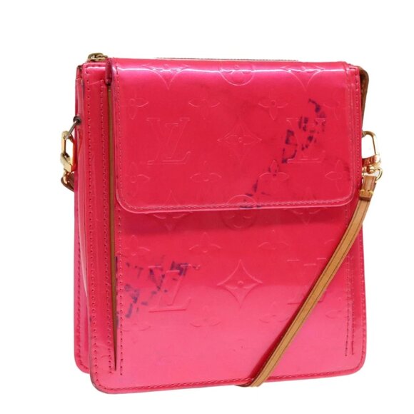 LOUIS VUITTON Monogram Vernis Motto Pouch Fuchsia Pink M91225 LV Auth 92928 - Picture 1 of 15